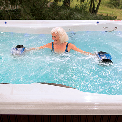 Exercising in a spa helps take the strain off of joints.
